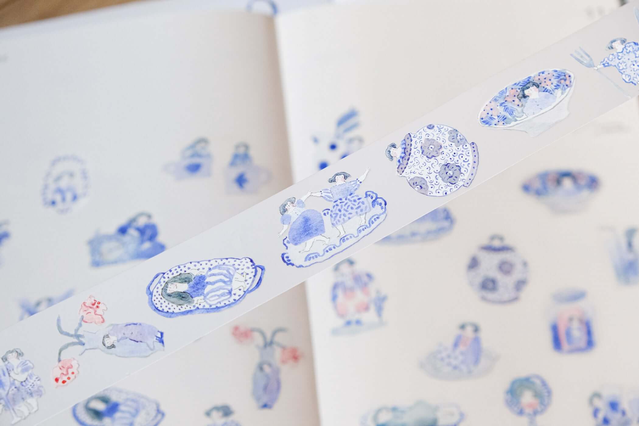 dodolulu-插畫-青花-3cm-PET膠帶-紙膠帶