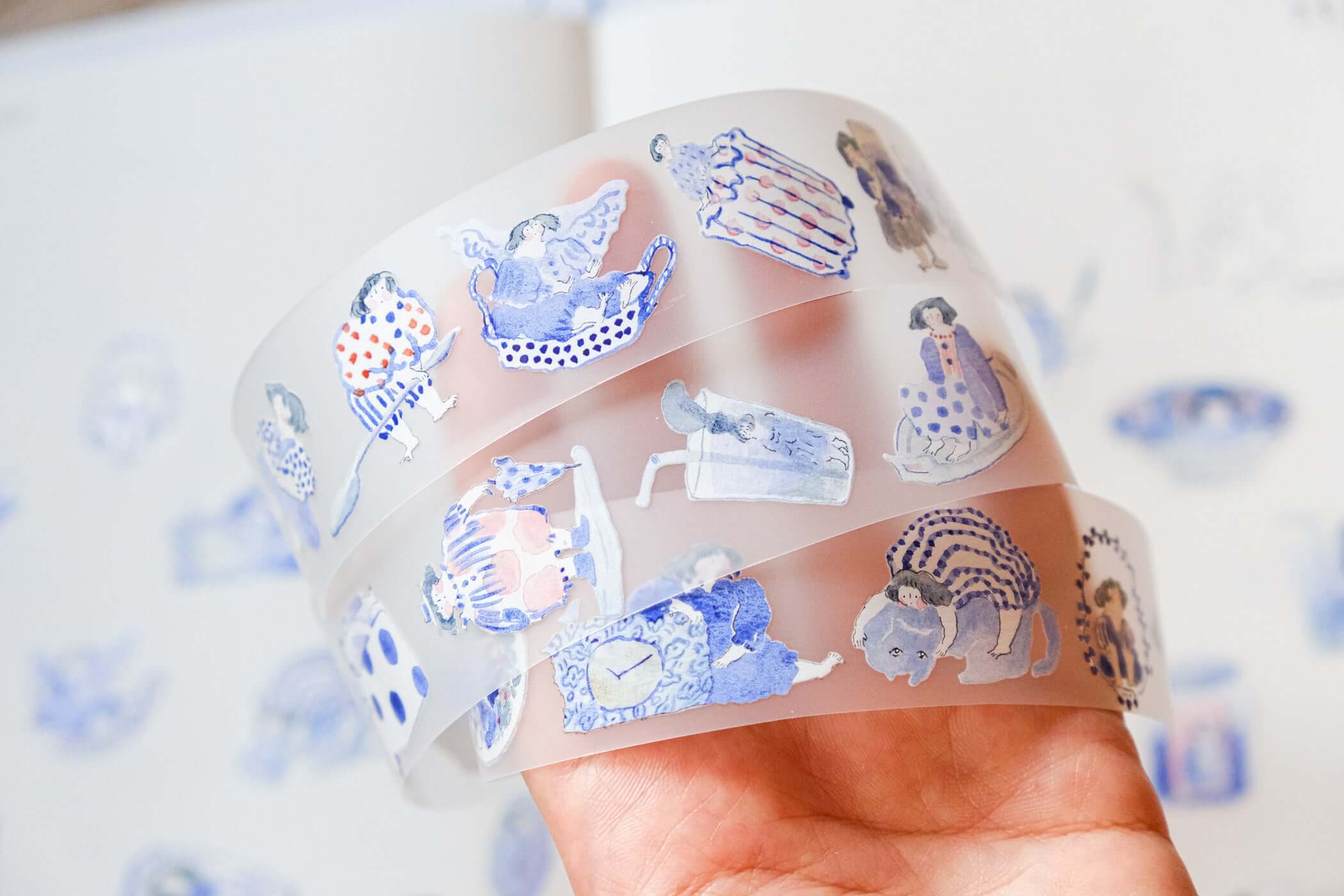 dodolulu-插畫-青花-3cm-PET膠帶-紙膠帶