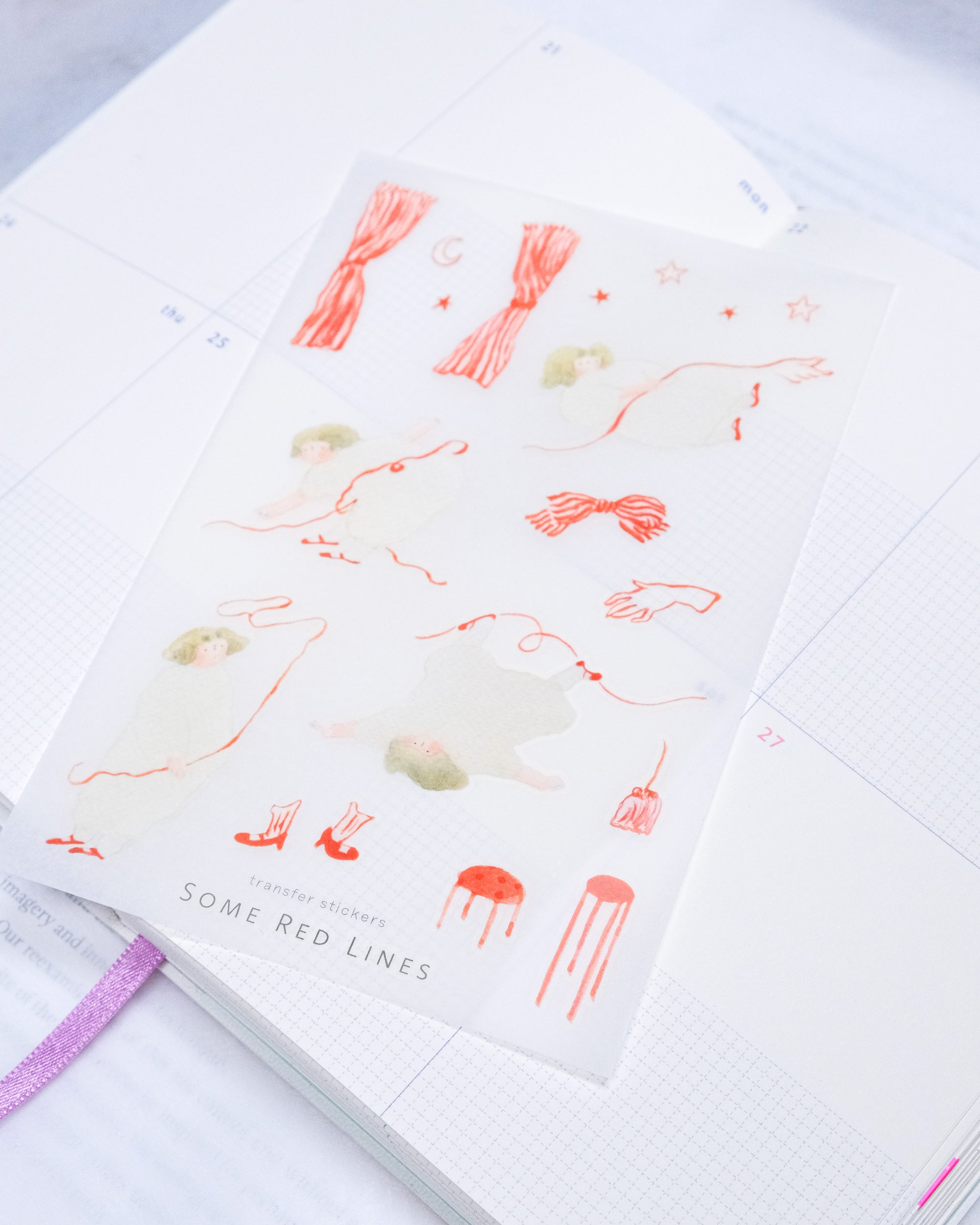 dodolulu Transfer Sticker Set - Some Red Lines (2 sheets)