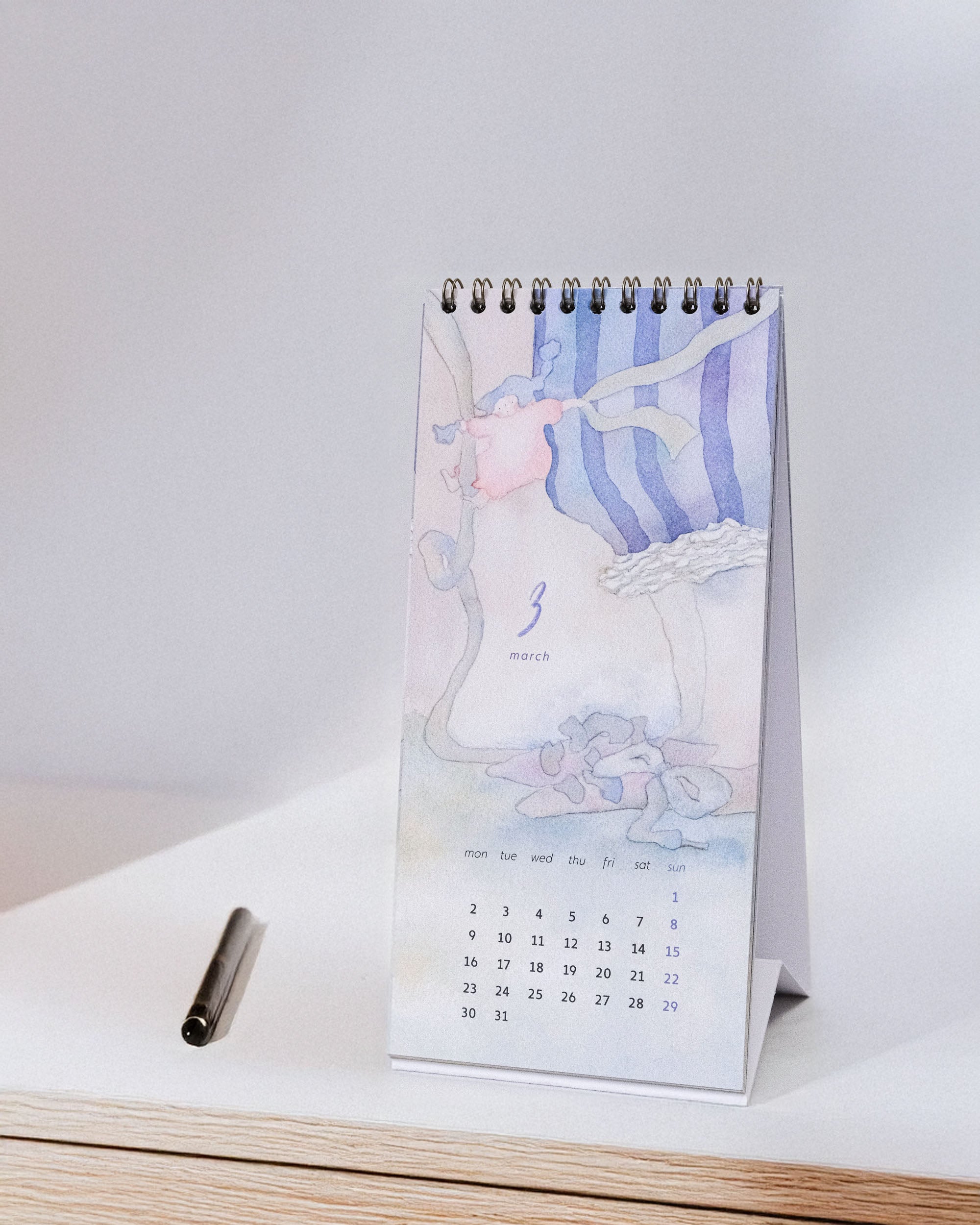 dodolulu 2026 Slim Desk Monthly Calendar