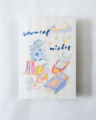 Cartoon illustration of children playing with toys on a white background, featuring text 'Warmeerf wishes'.