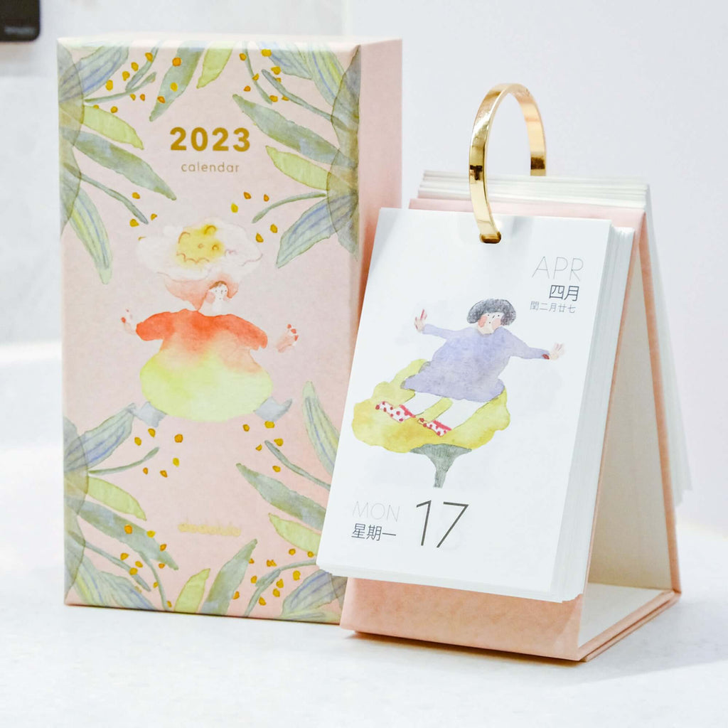 2023桌曆日曆配有dodolulu插畫-香港假期-年曆表-農曆節氣設計