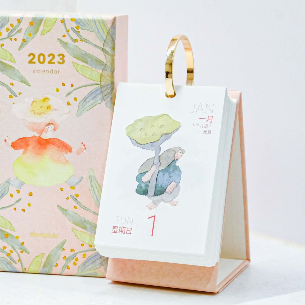 2023桌曆日曆配有dodolulu插畫-香港假期-年曆表-農曆節氣設計